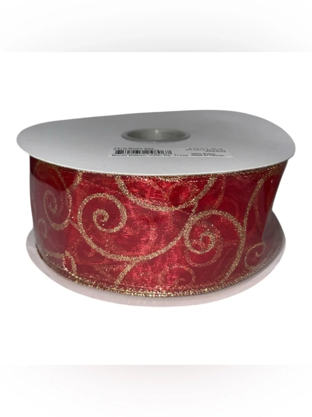 2 Red Gold Sparkle Swirl Sheer 2.5